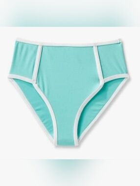 Kona Sol Womens Terry Textured Solid High Waist High Leg Bikini Bottom Turquoise